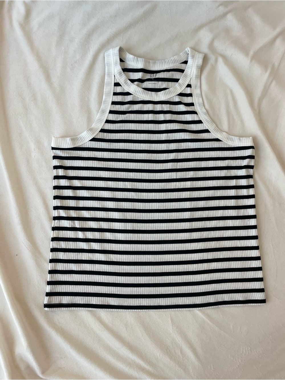 Striped Ribbed Tank Top in White and Black